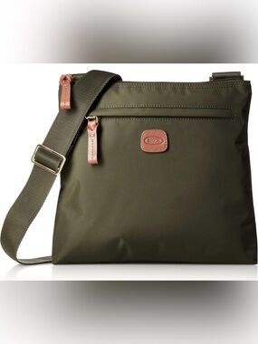 Bric's X-Bag Olive Crossbody Messenger with Tan Leather Details